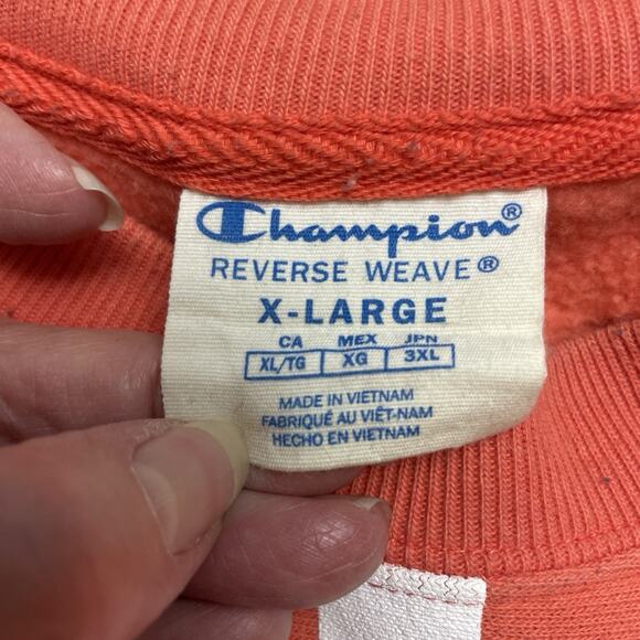 Champion Big AOP Logo Sweatshirt Mens XL Orange Reverse Weave All Over Print - Picture 3 of 9